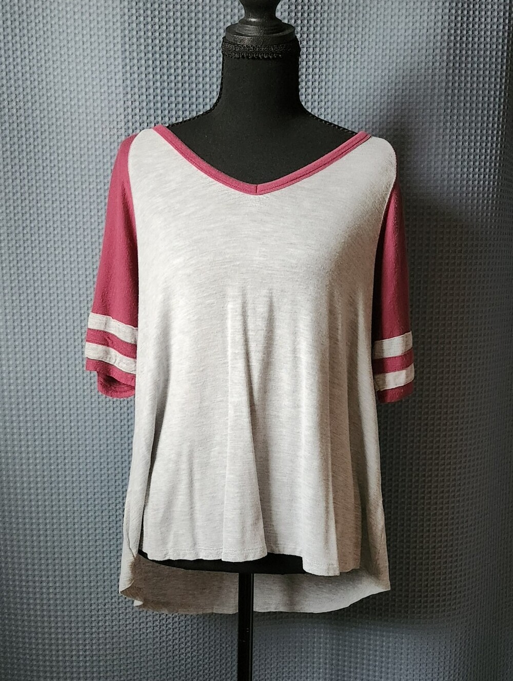 Maurices Grey And Burgundy Jersey Tee